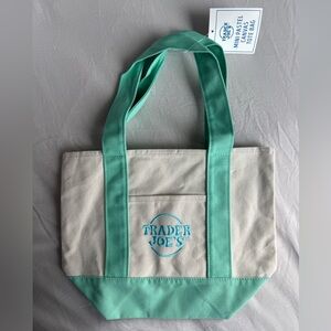 Trader Joe's Mint and Cream Canvas Tote